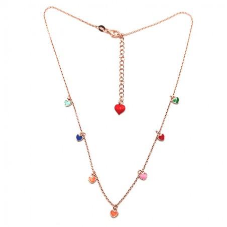 Necklace in silver and colored enamel Toy-Heart measures 43cm - CUORI MILANO