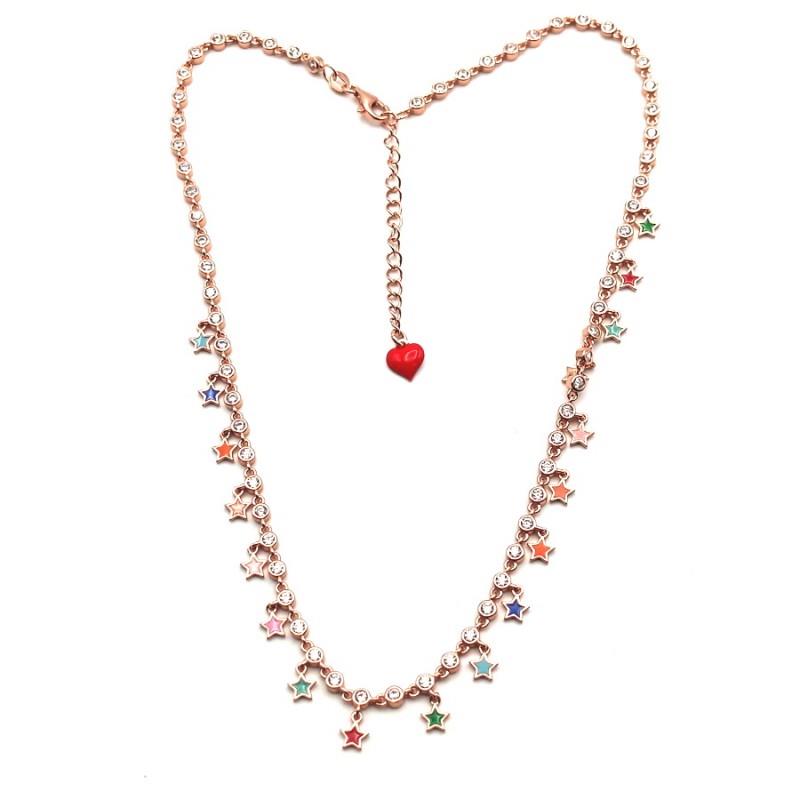 Necklace in silver and colored enamel Vitamin S with white zircons measuring 43cm - CUORI MILANO
