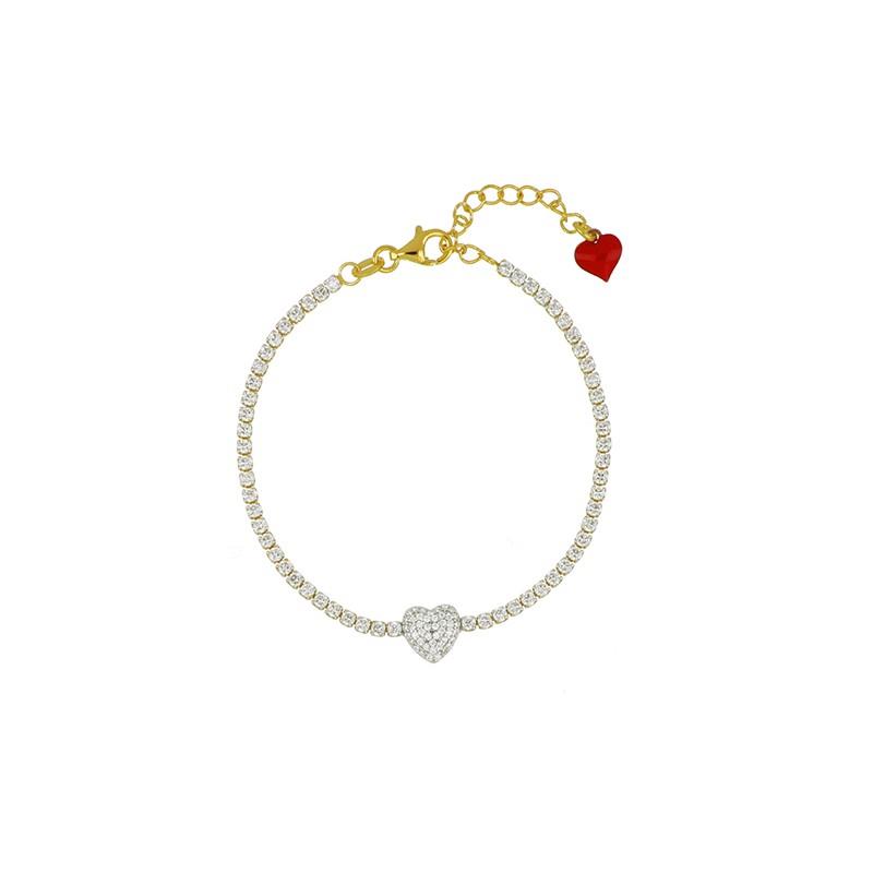 Pulsera Tennis Hip Love de plata y circonitas blancas de 19cm - CUORI MILANO