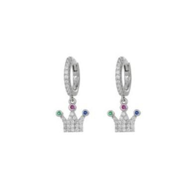 Regina hoop earrings with pendants in silver and white and colored zircons - CUORI MILANO