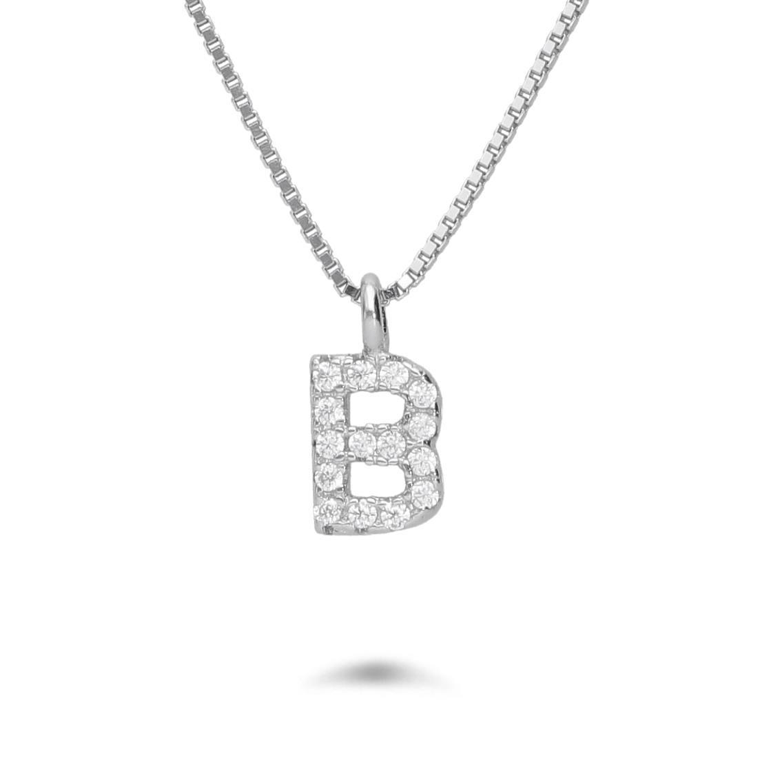 Necklace with letter A with cubic zirconia - ORO&CO 925