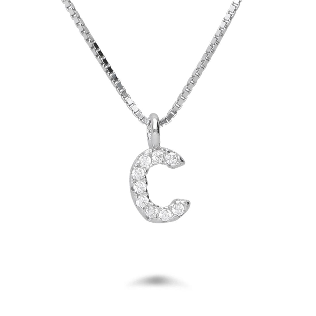 Necklace with letter C with zircons - ORO&CO 925