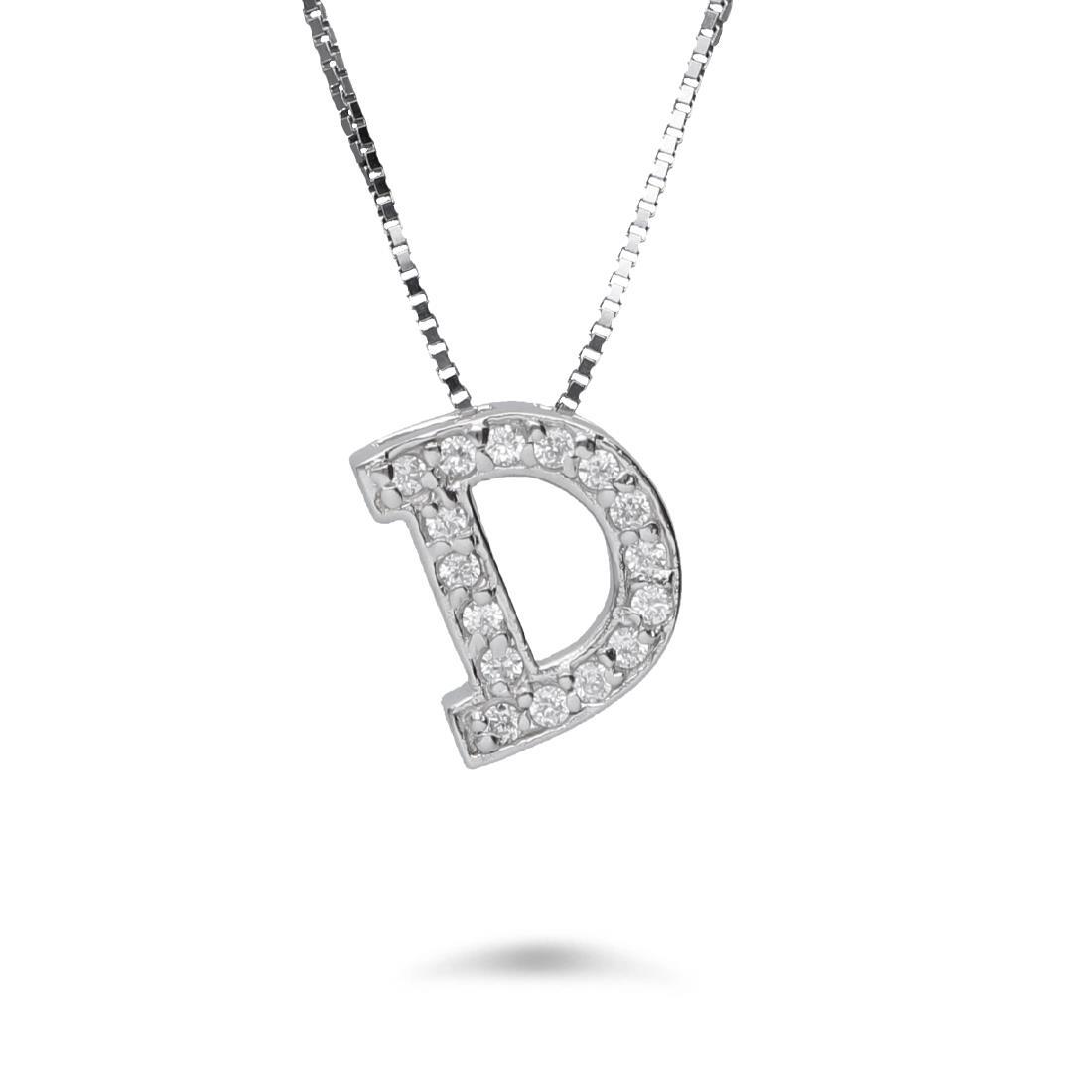 Necklace with letter D with zircons - ORO&CO 925