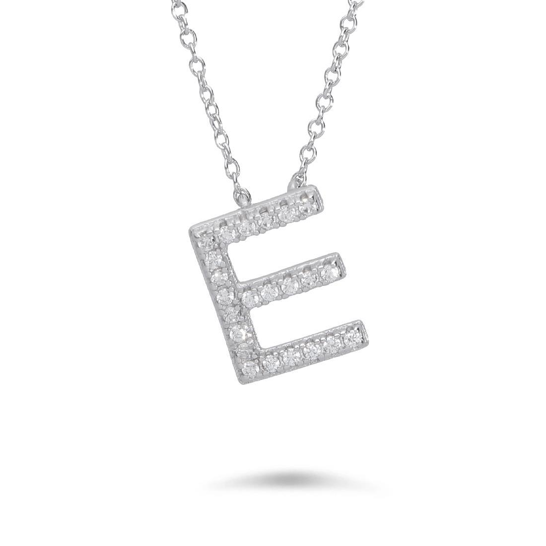 Collana con lettera E con zirconi - ORO&CO 925