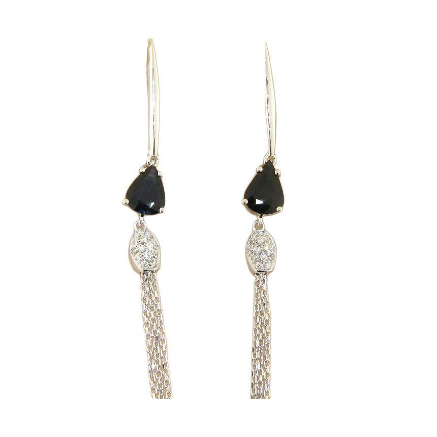 White gold earrings with sapphires and diamonds - GOLD ART