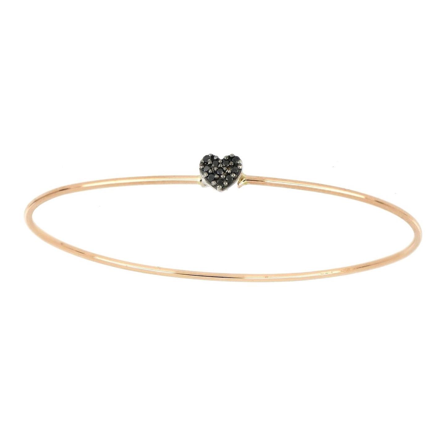 Rigid bracelet with heart in black diamonds - GOLD ART