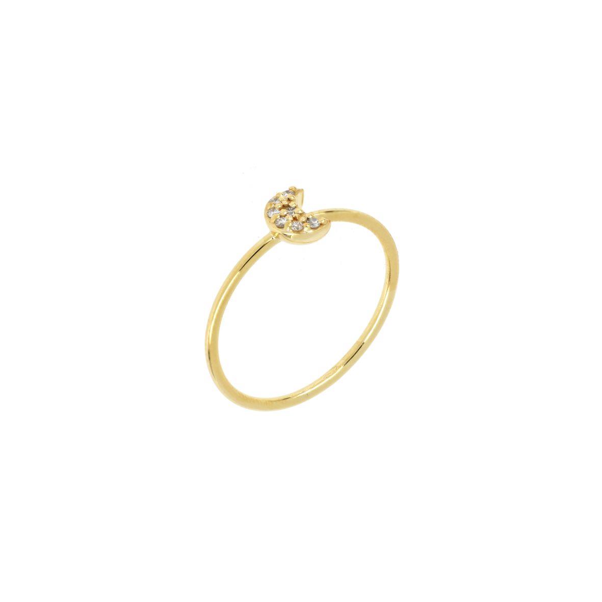 Yellow gold ring with diamonds - GOLD ART