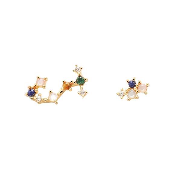 Zodiac Cancer silver earrings with colored natural stones and white zircons - PDPAOLA