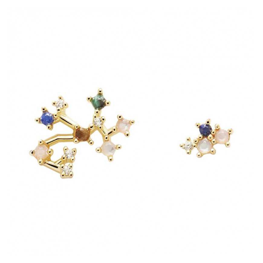 Zodiac Sagittarius silver earrings with colored natural stones and white zircons - PDPAOLA