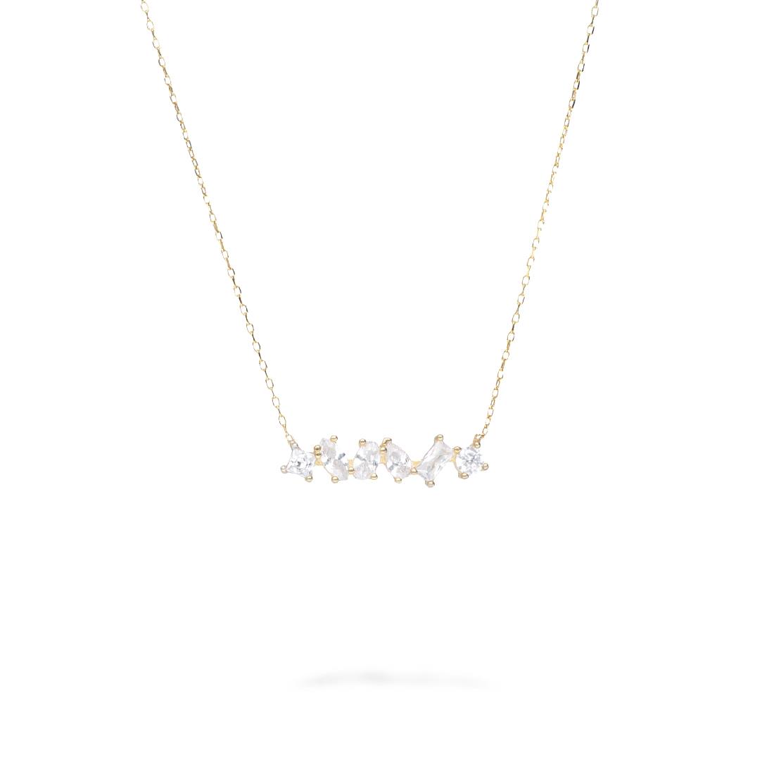 Collar de plata dorada con circonitas de varias formas - ORO&CO 925