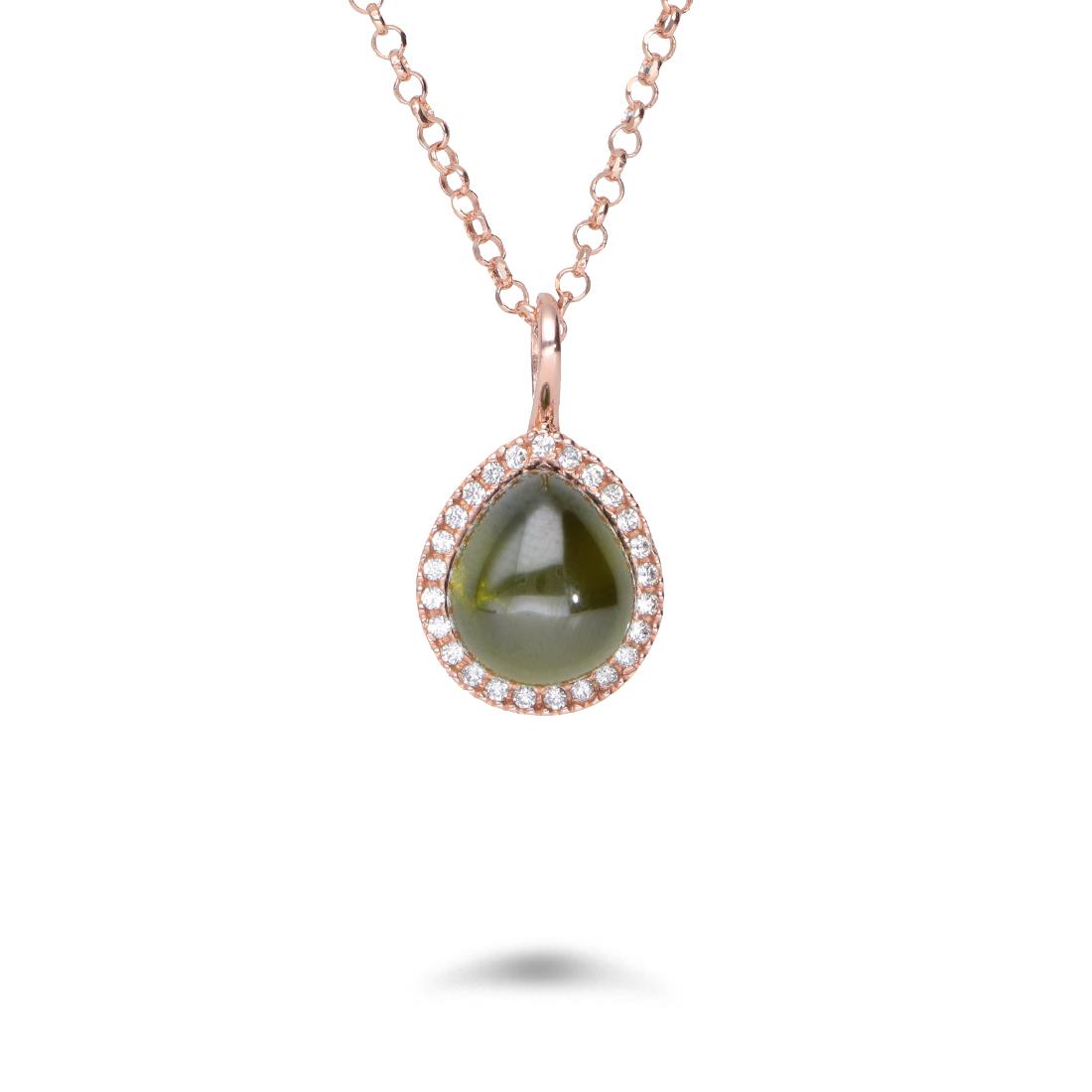 Collana con zircone verde a goccia