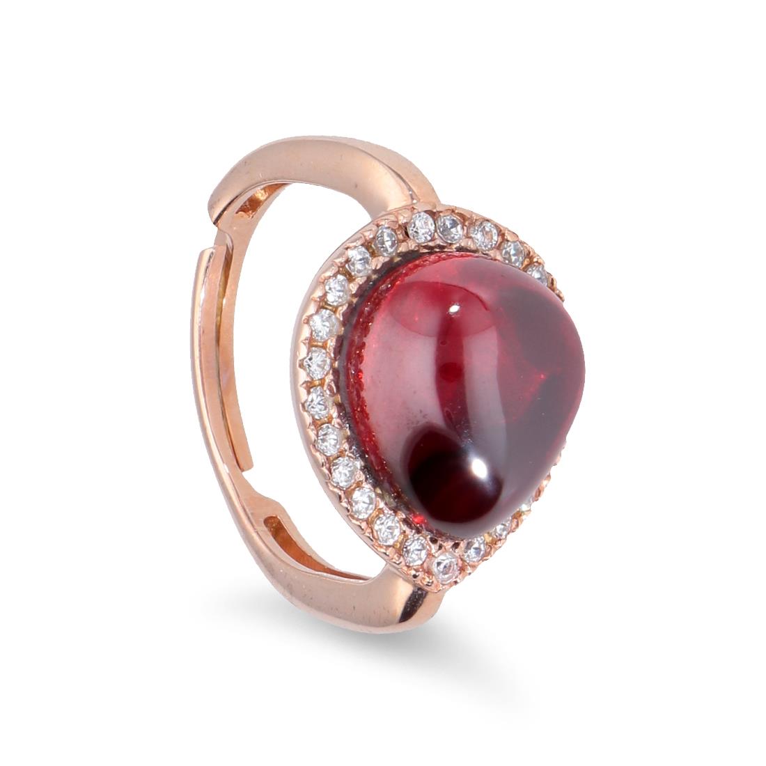 Anillo de plata rosa con circonitas blancas y rojas - ORO&CO 925