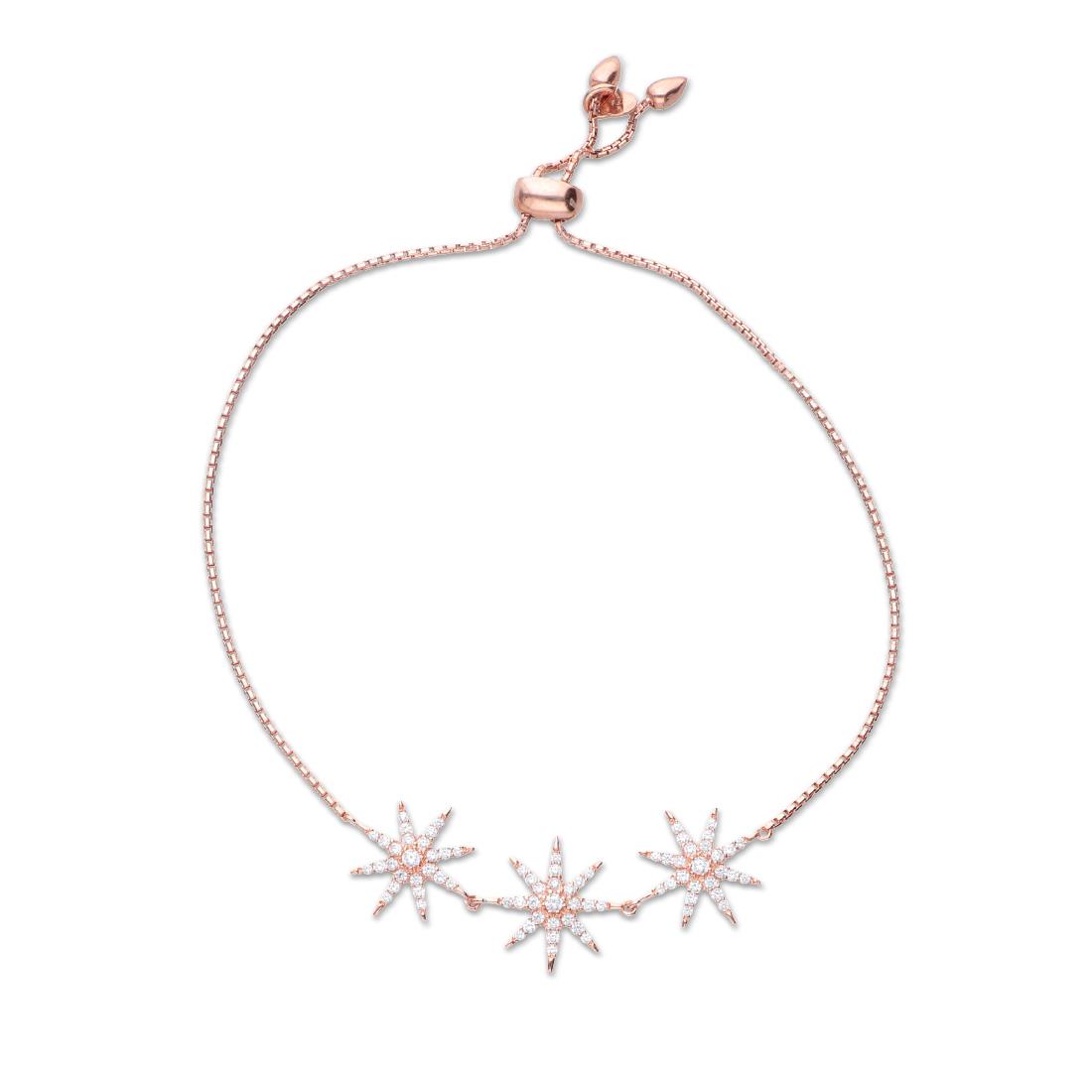 Bracciale argento rosato con dettagli stelle e zirconi - ORO&CO 925