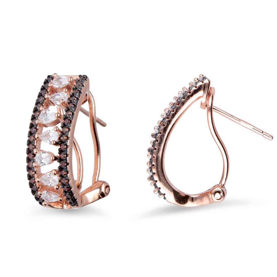 Pendientes colgantes con circonitas blancas y marrones - ORO&CO 925