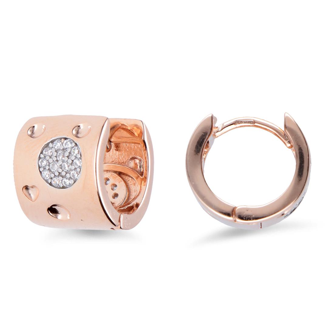 Orecchini a cerchio in argento rosato con zirconi - ORO&CO 925