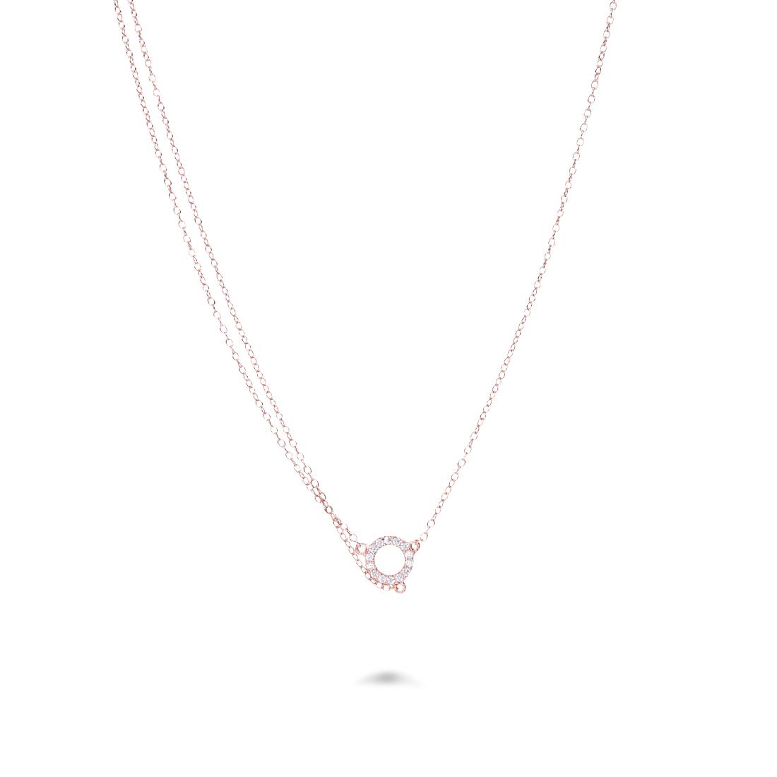 Collana argento rosato pendente a cerchio concentrico - ORO&CO 925