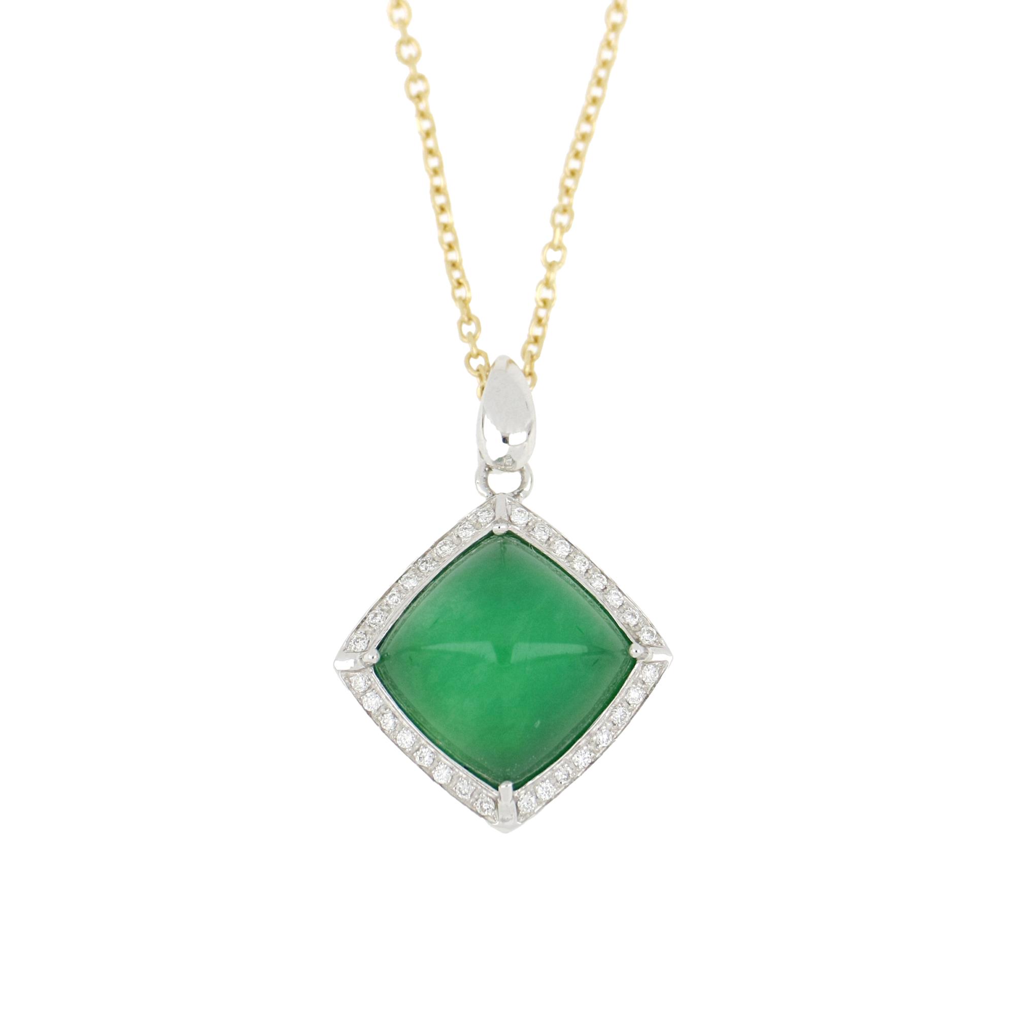 Collar de oro con jade verde y diamantes. - GOLD ART