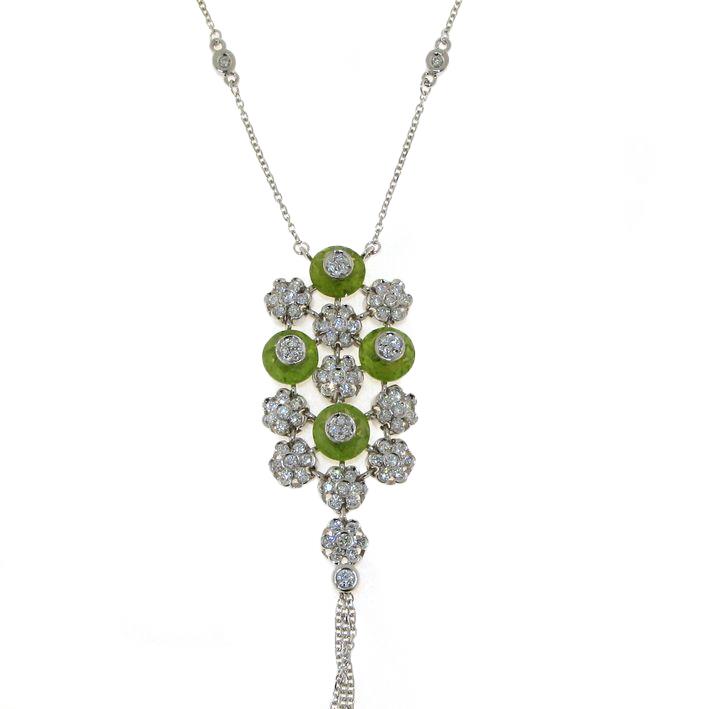 White gold necklace with peridot and diamonds - GOLD ART