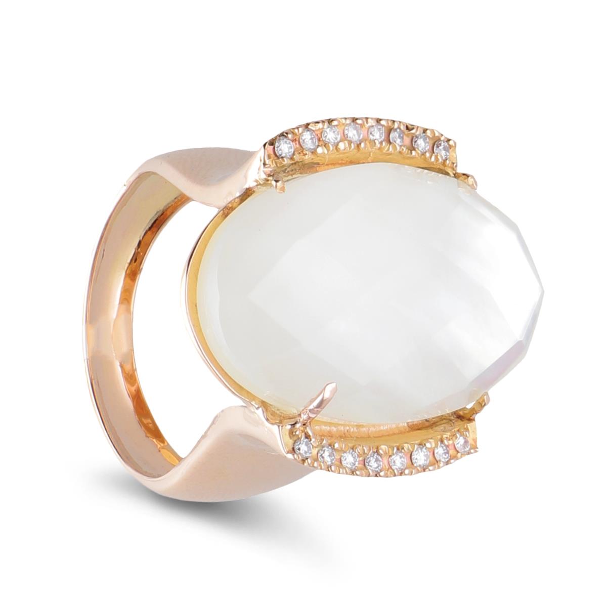 Anello in oro rosa con quarzo diamanti - STANOPPI