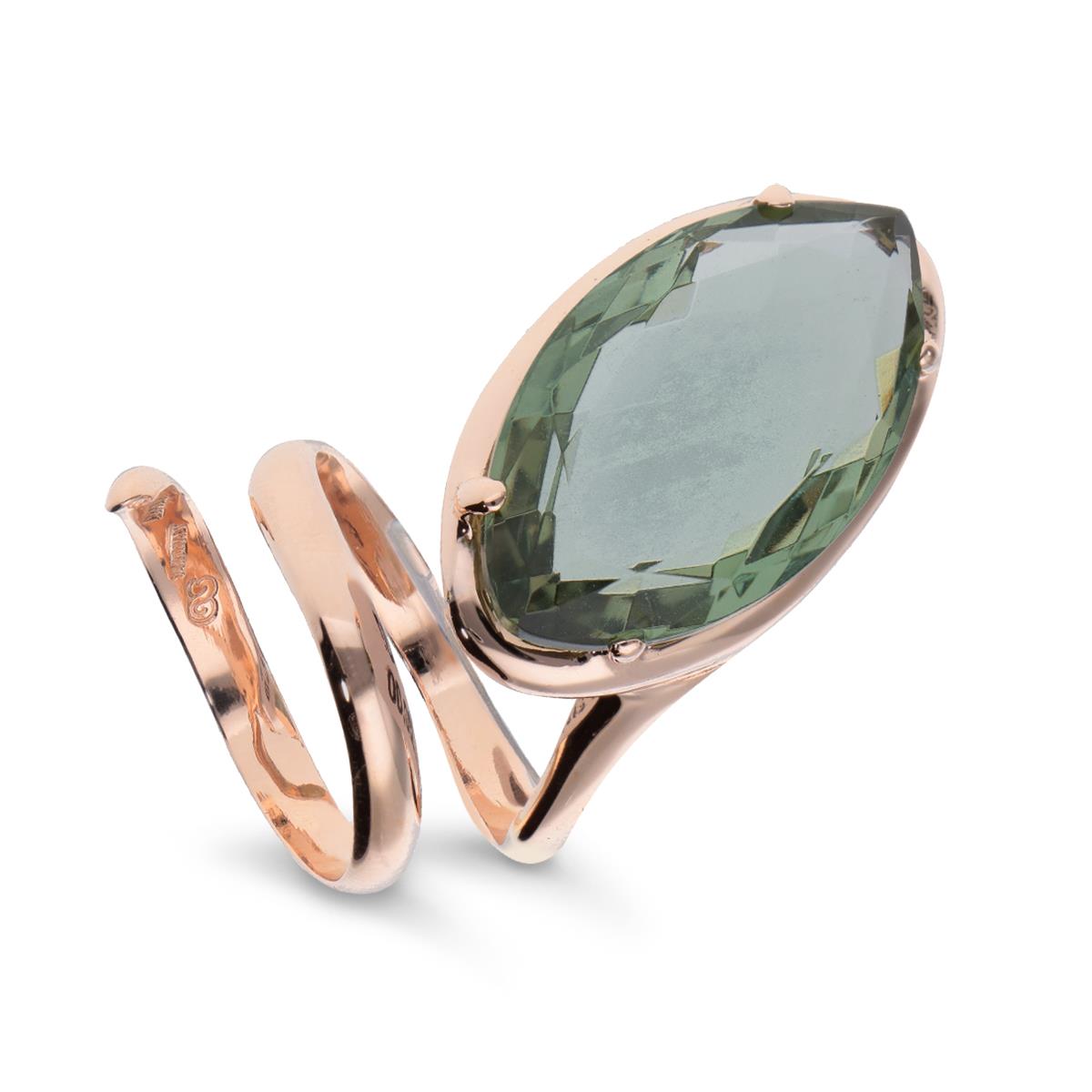 Rose gold ring with hydrothermal green amethyst - STANOPPI