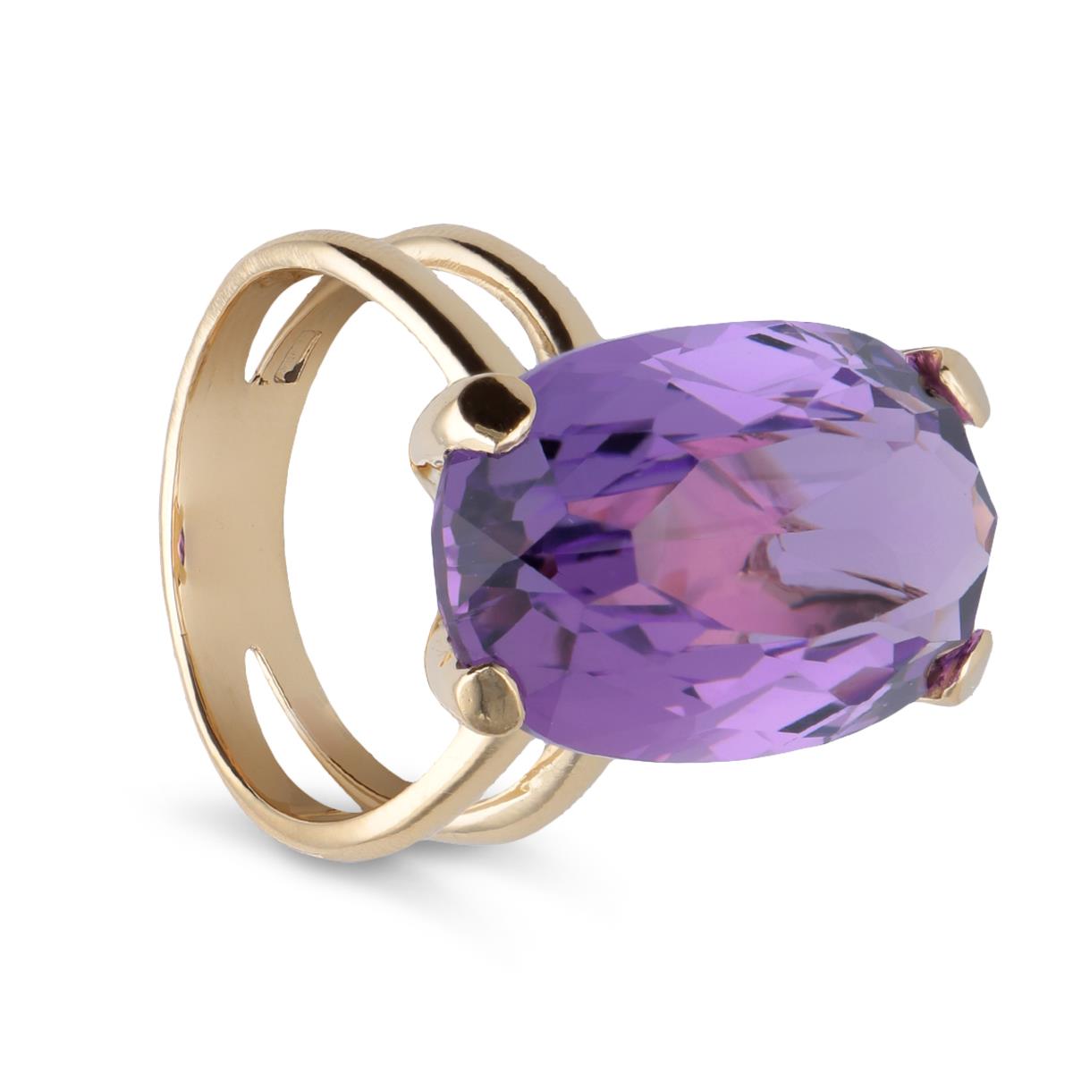 Rose gold ring with hydrothermal amethyst - STANOPPI