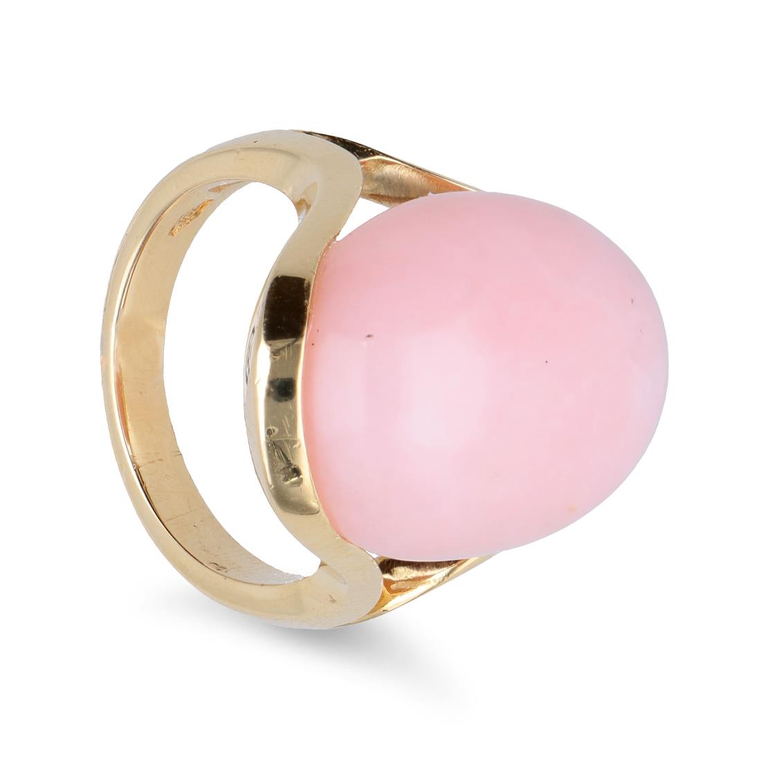 Yellow gold ring with pink opal - STANOPPI