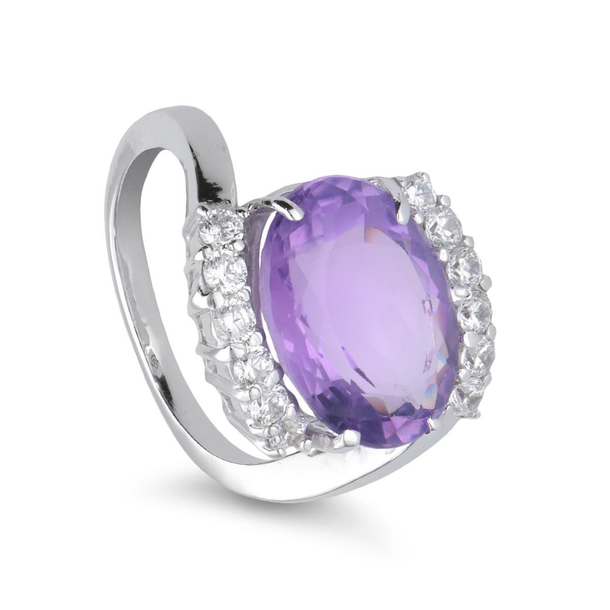 White gold ring with amethyst and zircons - STANOPPI