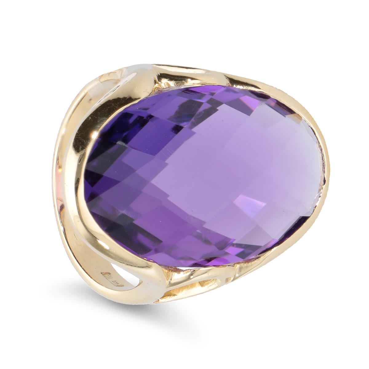 Yellow gold ring with hydrothermal amethyst - STANOPPI