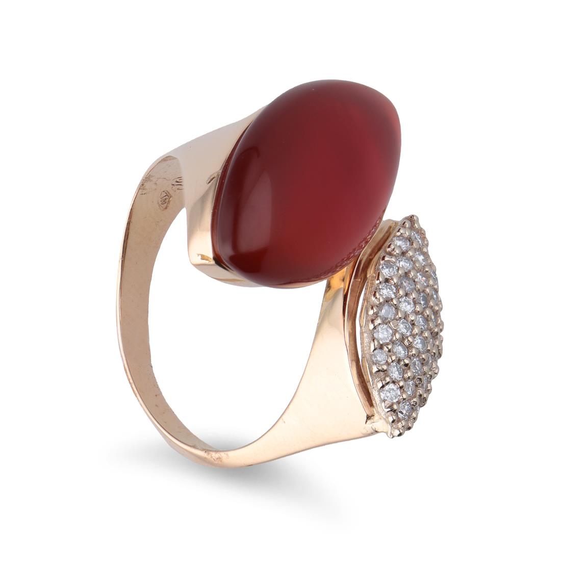 Rose gold ring with carnelian and diamonds - STANOPPI