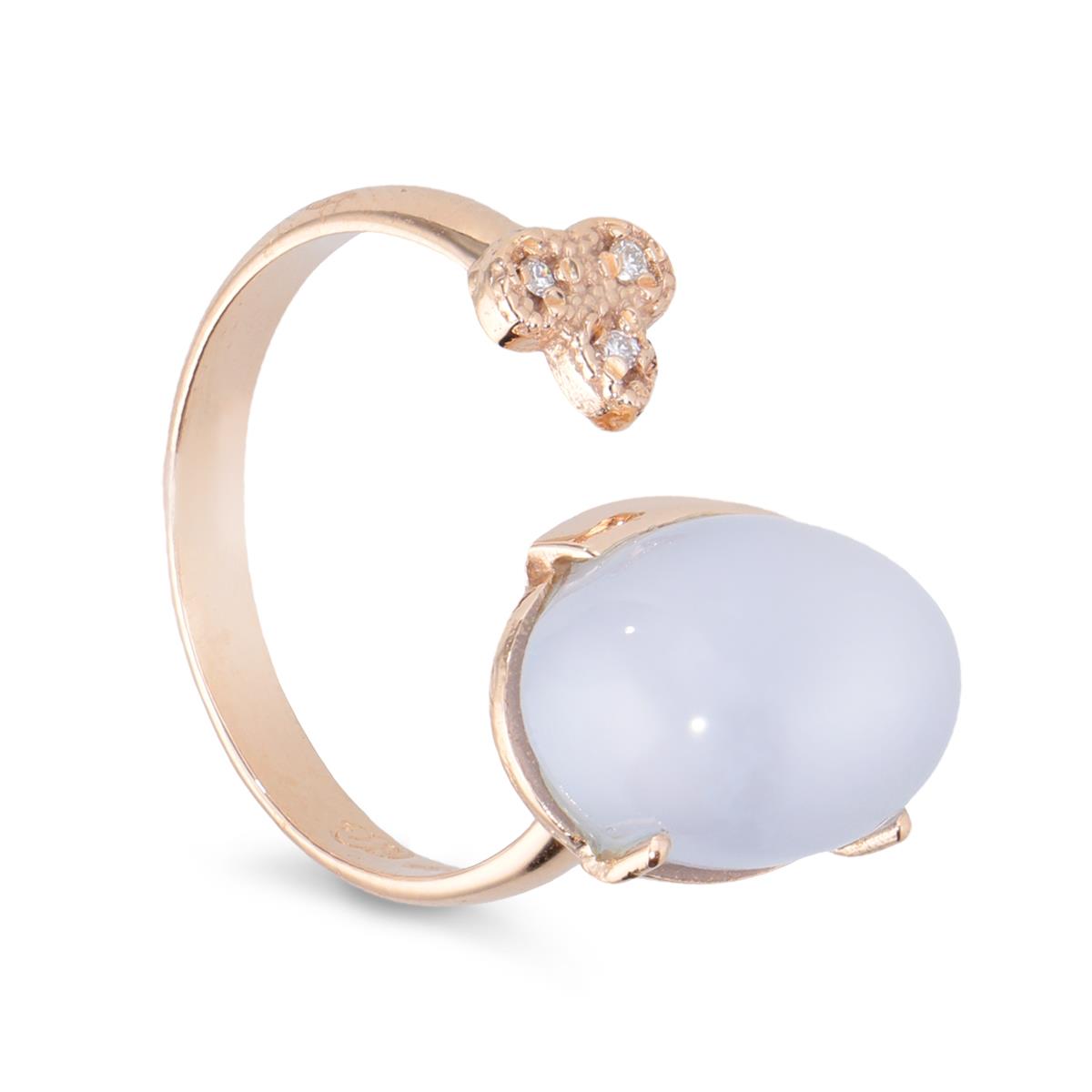 Rose gold ring with chalcedony and diamonds - STANOPPI