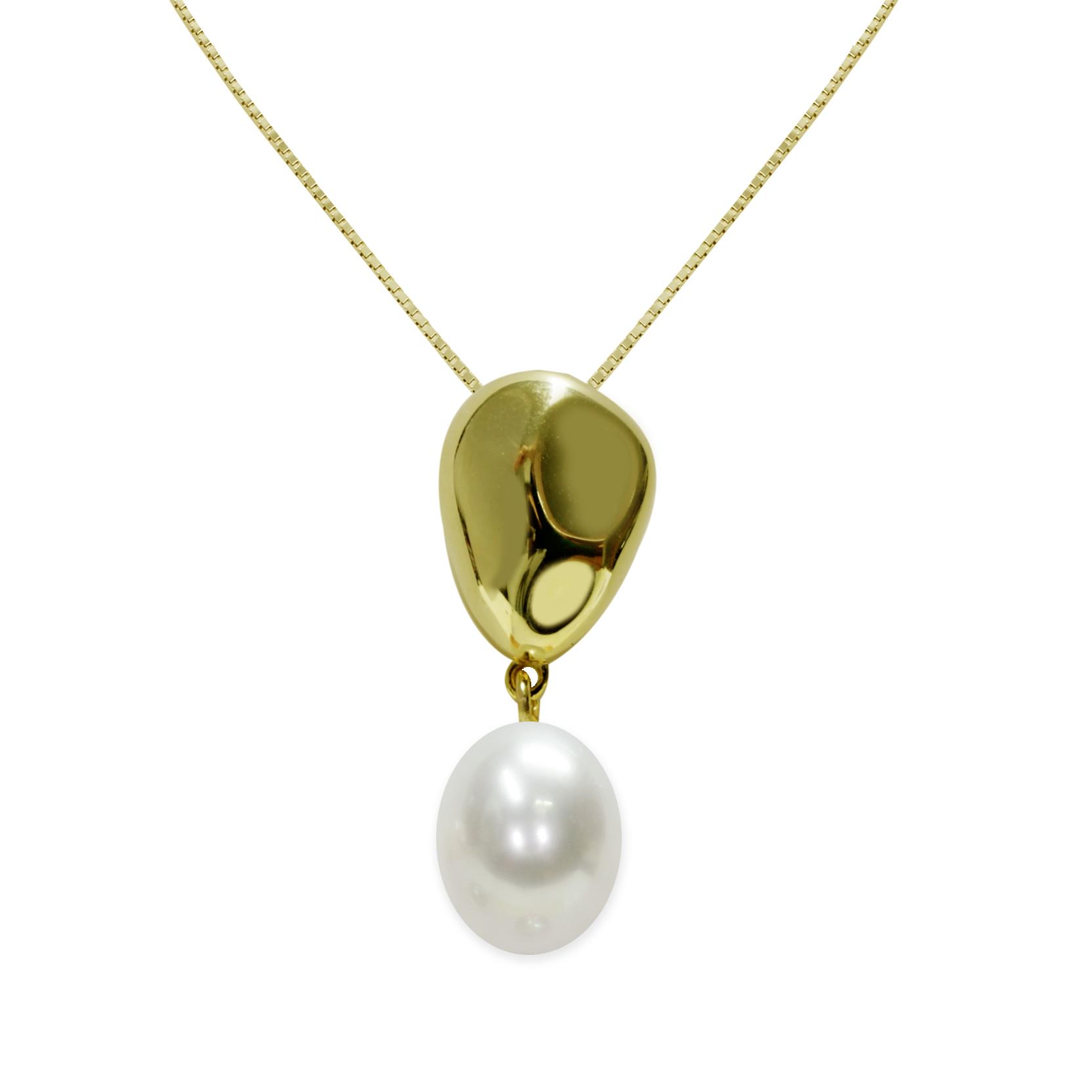 Collana in argento dorato con pendente perla piena perlagione - MAYUMI