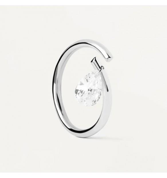Acqua solitaire ring in silver with white crystal pendant - PDPAOLA