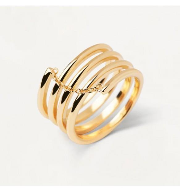 Essentials Spring four-band ring in silver with gold finish - PDPAOLA