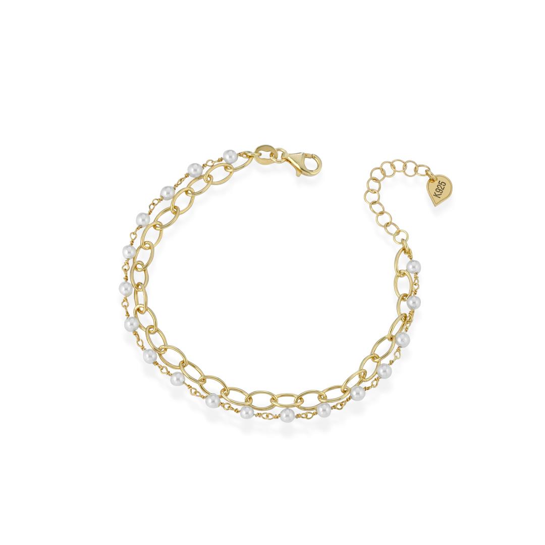 Double strand women's bracelet in golden silver - KULTO 925