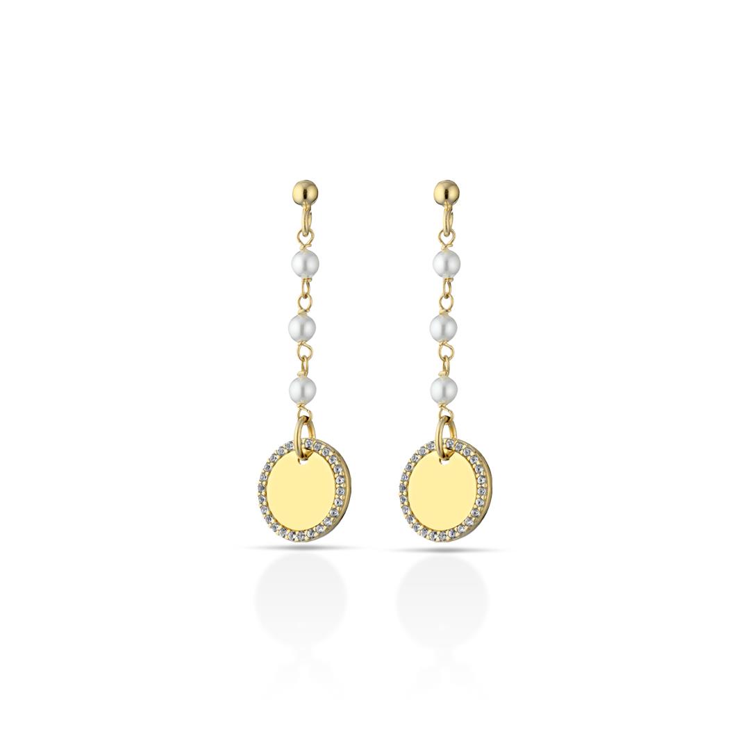 Women's pendant earrings in golden silver - KULTO 925