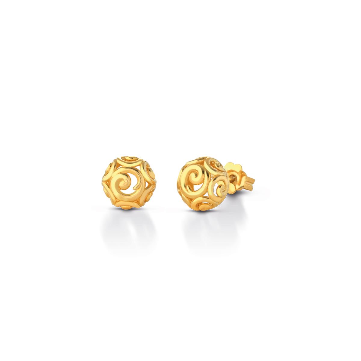 Women's lobe earrings in golden silver with sphere - KULTO 925