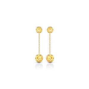 Women's pendant earrings in golden silver with sphere - KULTO 925