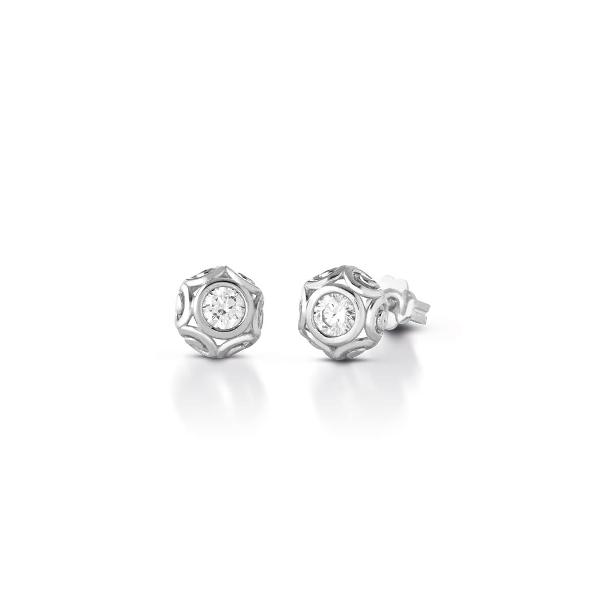 Women's silver lobe earrings with sphere - KULTO 925