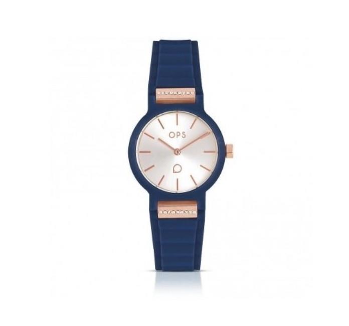 Women's watch with blue silicone strap - OPS