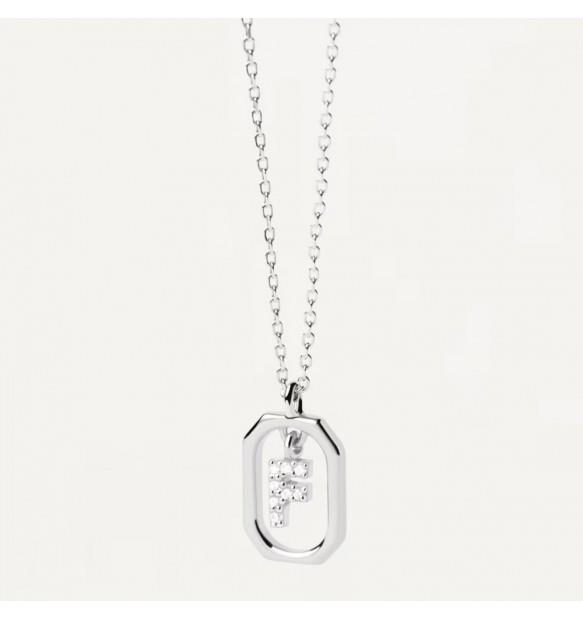 Mini Letters F necklace in silver with zircons - PDPAOLA