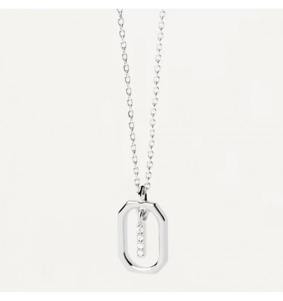 Mini Letters I necklace in silver with zircons - PDPAOLA