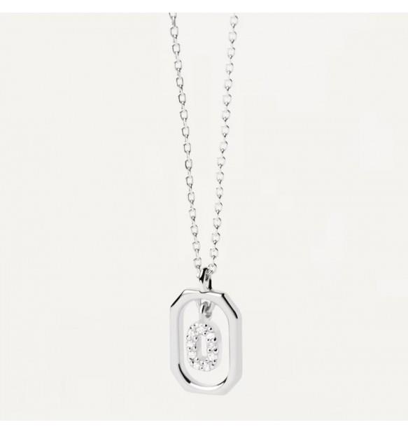 Mini Letters O necklace in silver with zircons - PDPAOLA