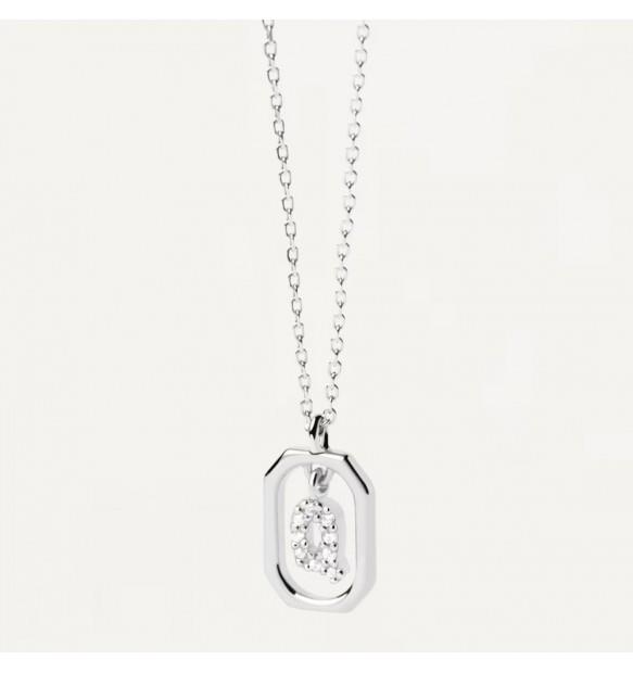 Mini Letters Q necklace in silver with zircons - PDPAOLA