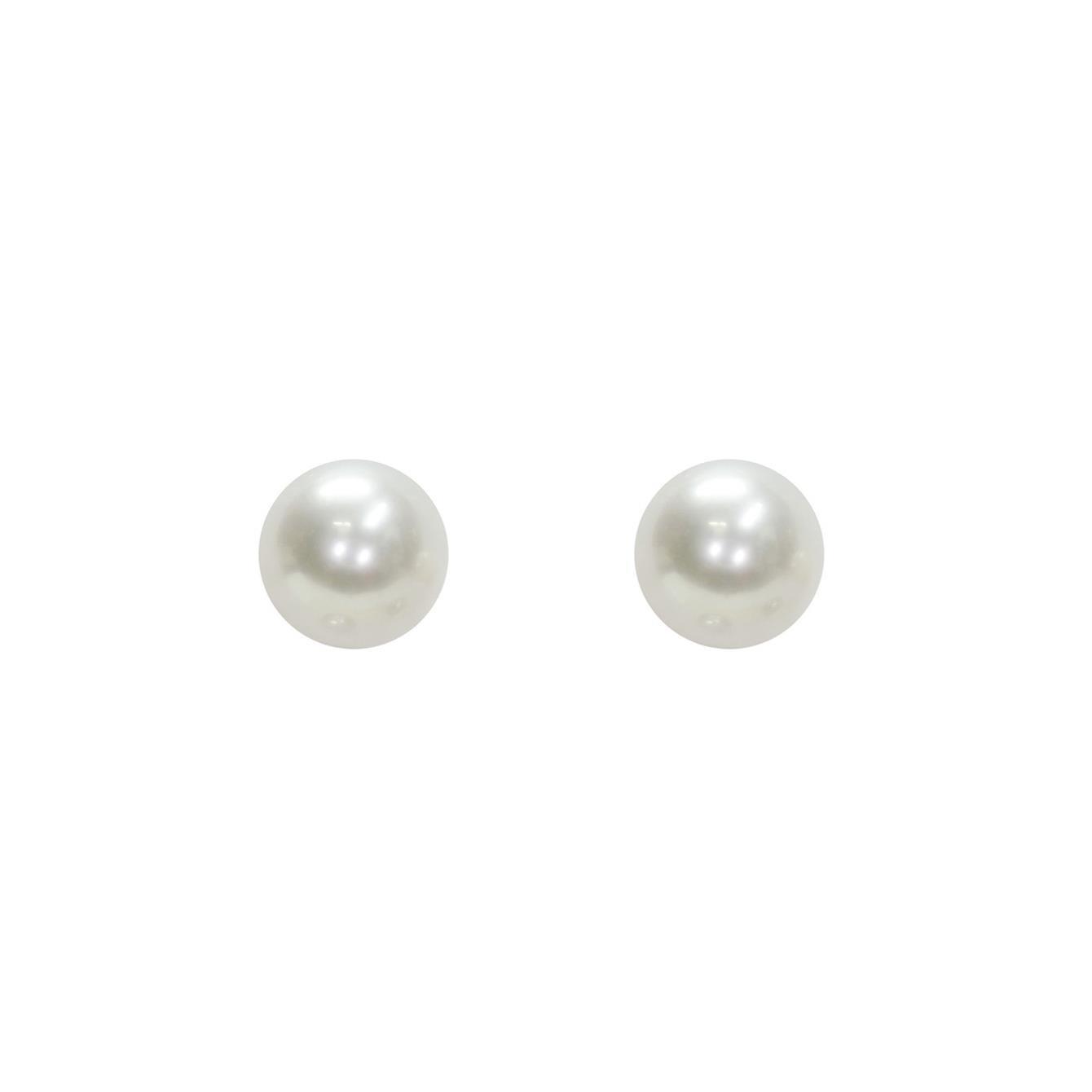 Silver earrings with full pearlescent pearl - MAYUMI