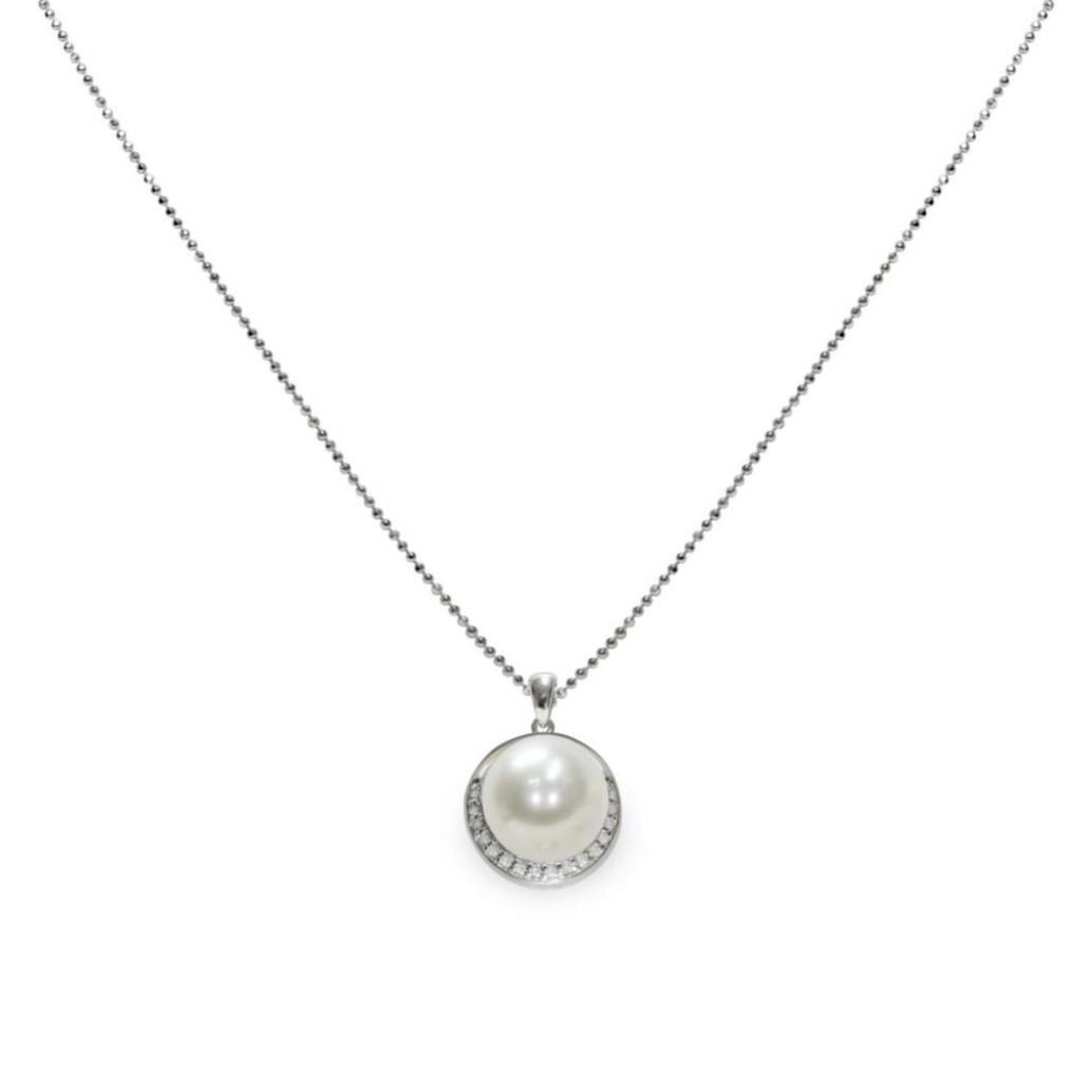 Collana in argento con perla piena perlagione e zirconi - MAYUMI