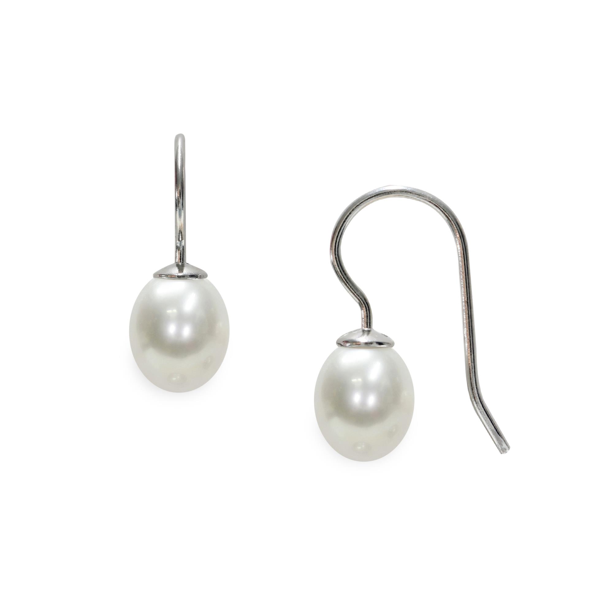 Pendientes colgantes de plata con gota completa de perlas. - MAYUMI