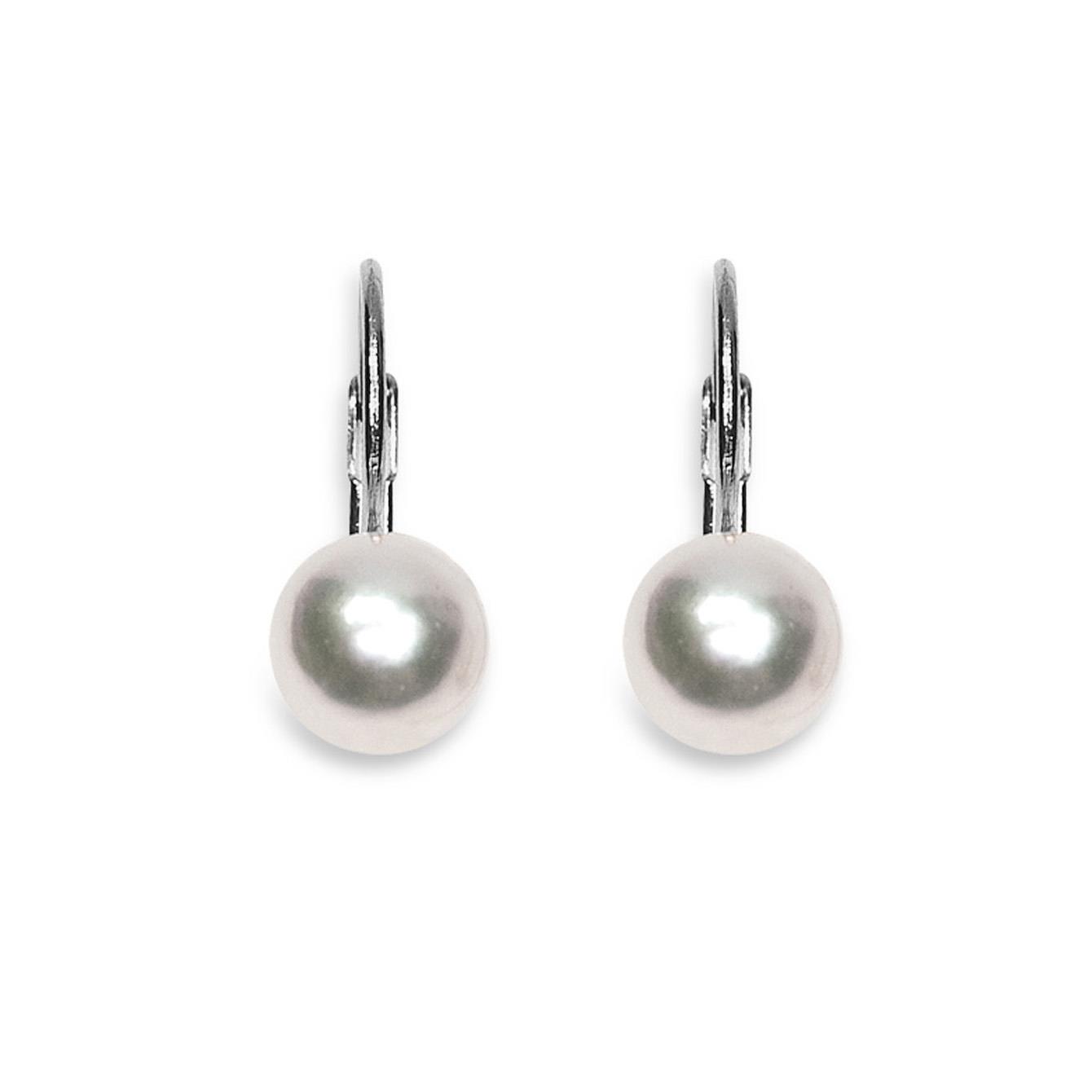 18kt white gold earrings with full pearlescent pearl - MAYUMI