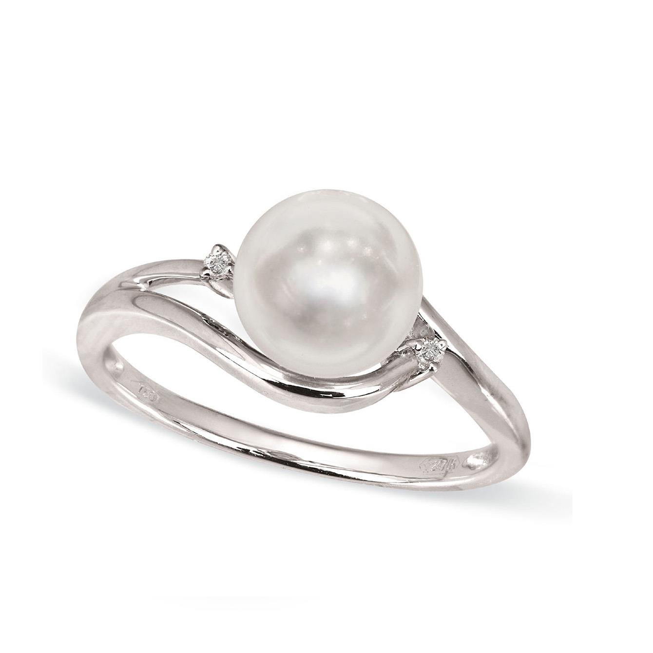 18kt white gold ring with Akoya pearl and diamonds - MAYUMI