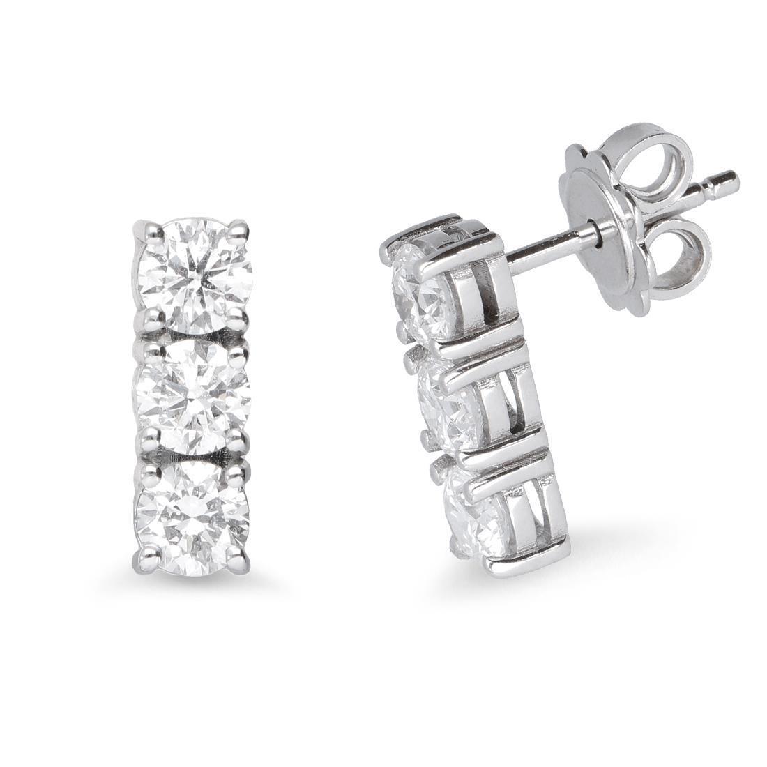 Trilogy earrings in gold and diamonds ct. 1.38 - ALFIERI & ST. JOHN