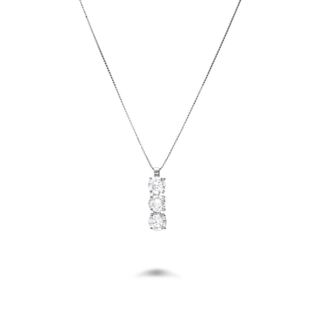 Trilogy necklace in gold and diamonds ct. 0.37 - ALFIERI & ST. JOHN